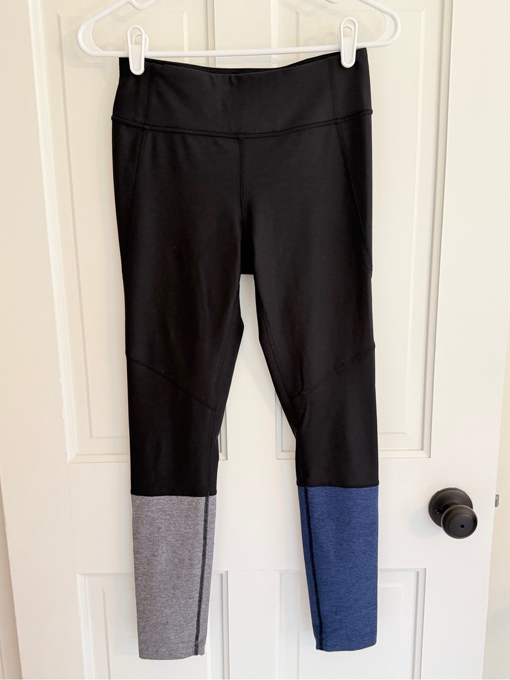 Outdoor Voices Warmup Colorblock 7/8 Leggings S Black Blue Gray